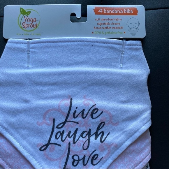 Yoga Sprout 4 Pack Bandana Bibs With Teether, 100% Cotton 0-18 Months - Picture 4 of 4